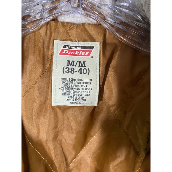 Dickies Men's Workwear Quilted Lined Canvas Hooded Tan Jacket Sz Medium - Picture 5 of 16